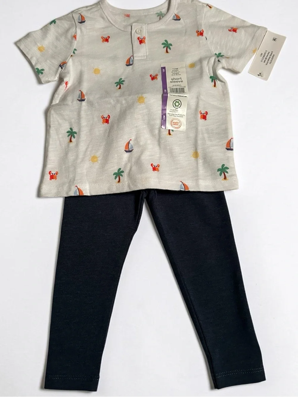 Wonder Nation Baby Girl Clothes Size 12 Months-Tops, Leggings & Bodysuit 5 Pack